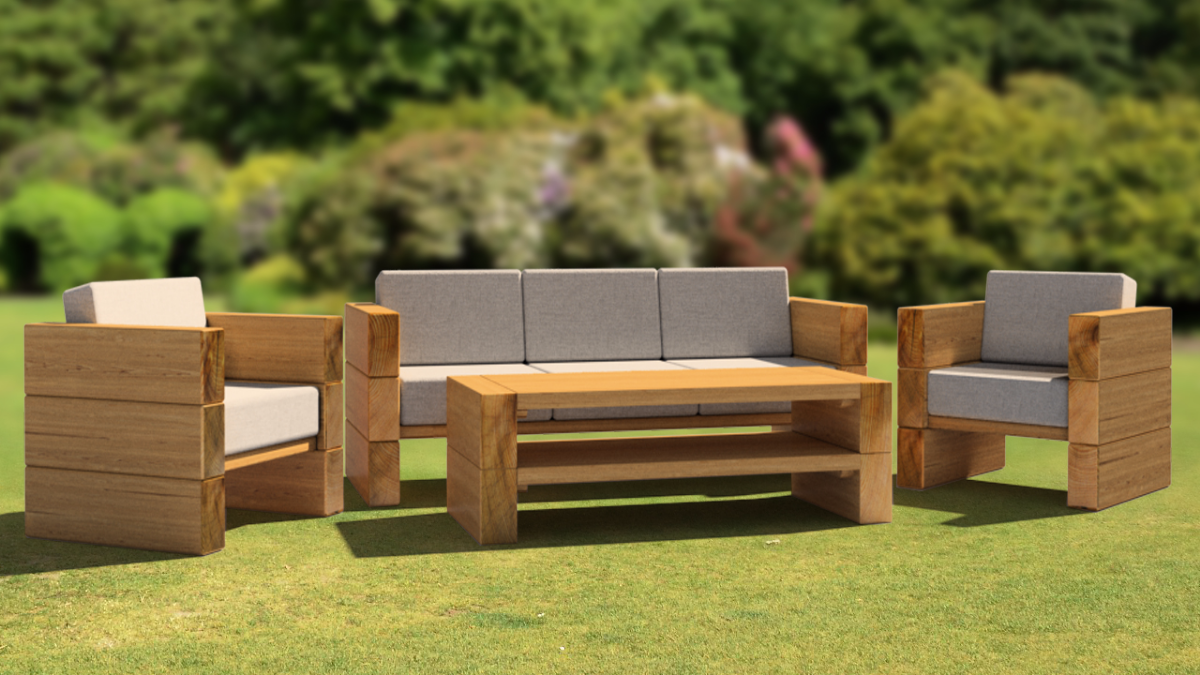 Set Eichenlounge Sitzgruppe Eiche Hell