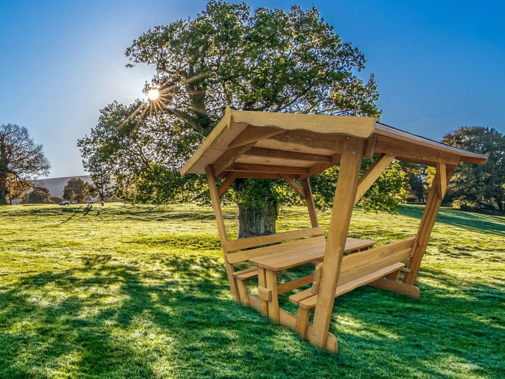 Überdachte Sitzgruppe Waldschänke ”Klausi” Bausatz Nadelholz Überdachte Sitzgruppe Waldschänke ”Klausi” Bausatz Nadelholz